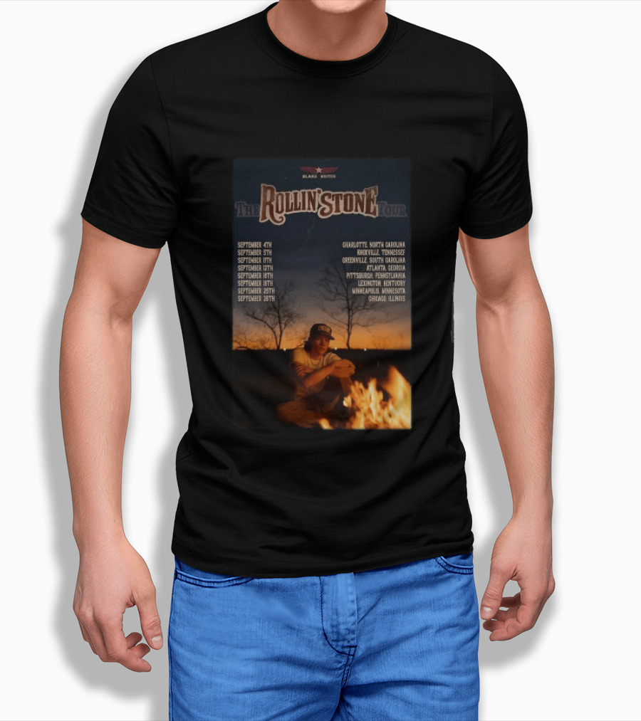 Blake Whiten Rollin' Stone Tour 2025 September Cities Charlotte Nashville Greenville Atlanta Pittsburgh Lexington Minneapolis Chicago T-Shirt