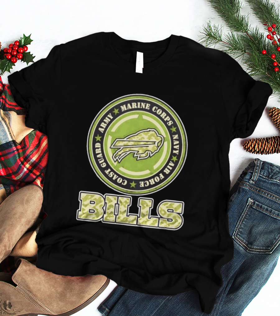 Buffalo Bills Camo Tribute Army Marine Corps Navy Air Force Coast Guard T-Shirt