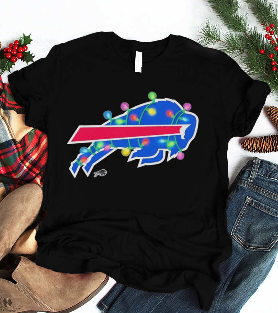Buffalo Bills Christmas Holiday Lights Football Team Festive Celebration T-Shirt