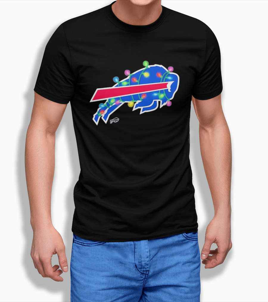 Buffalo Bills Christmas Holiday Lights Football Team Festive Celebration T-Shirt
