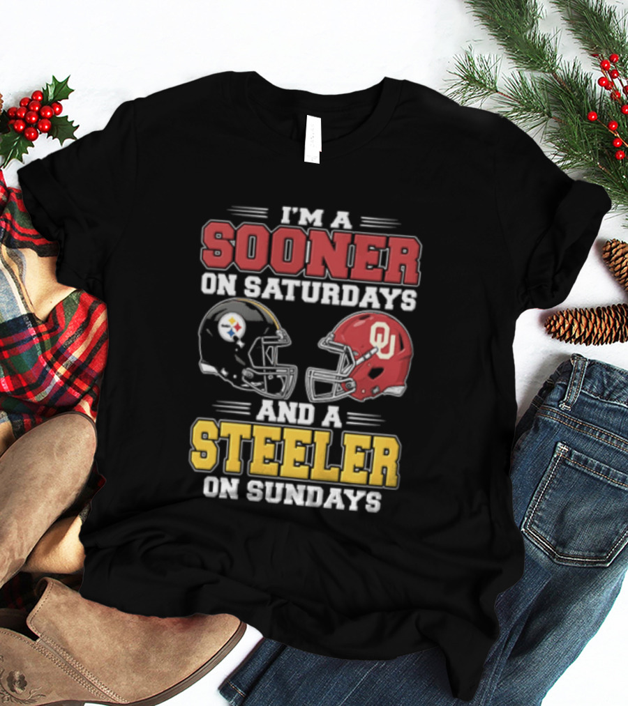 I'm A Sooner On Saturdays And A Steeler On Sundays OU And Pittsburgh Football Fan T-Shirt
