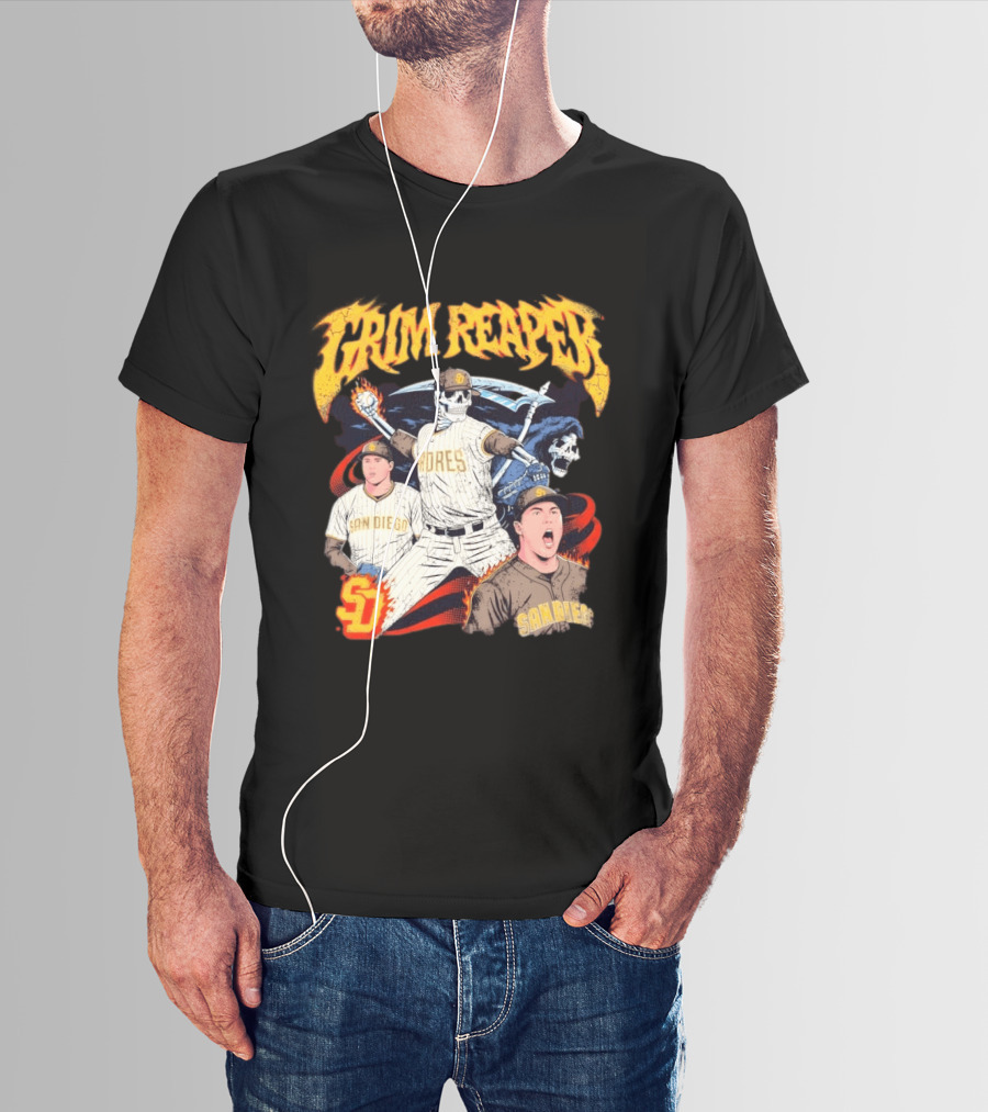 Grim Reaper Padres San Diego Baseball SD T-Shirt