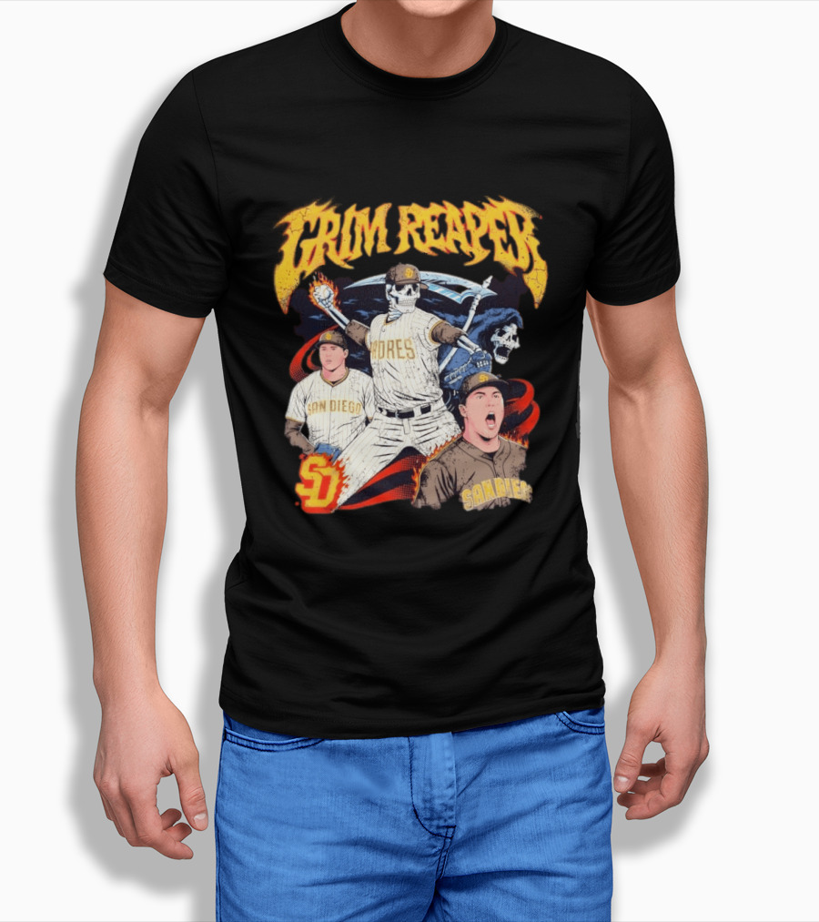 Grim Reaper Padres San Diego Baseball SD T-Shirt