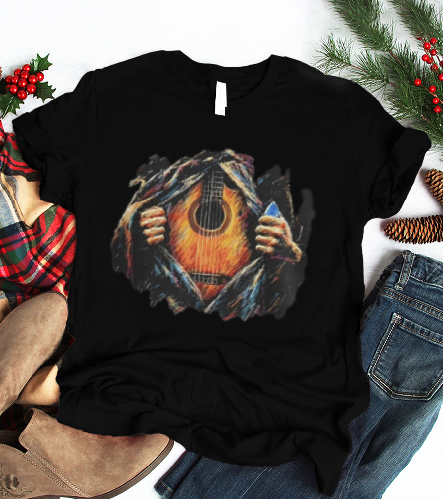 Hands Ripping Acoustic Guitar Hidden Secrets T-Shirt