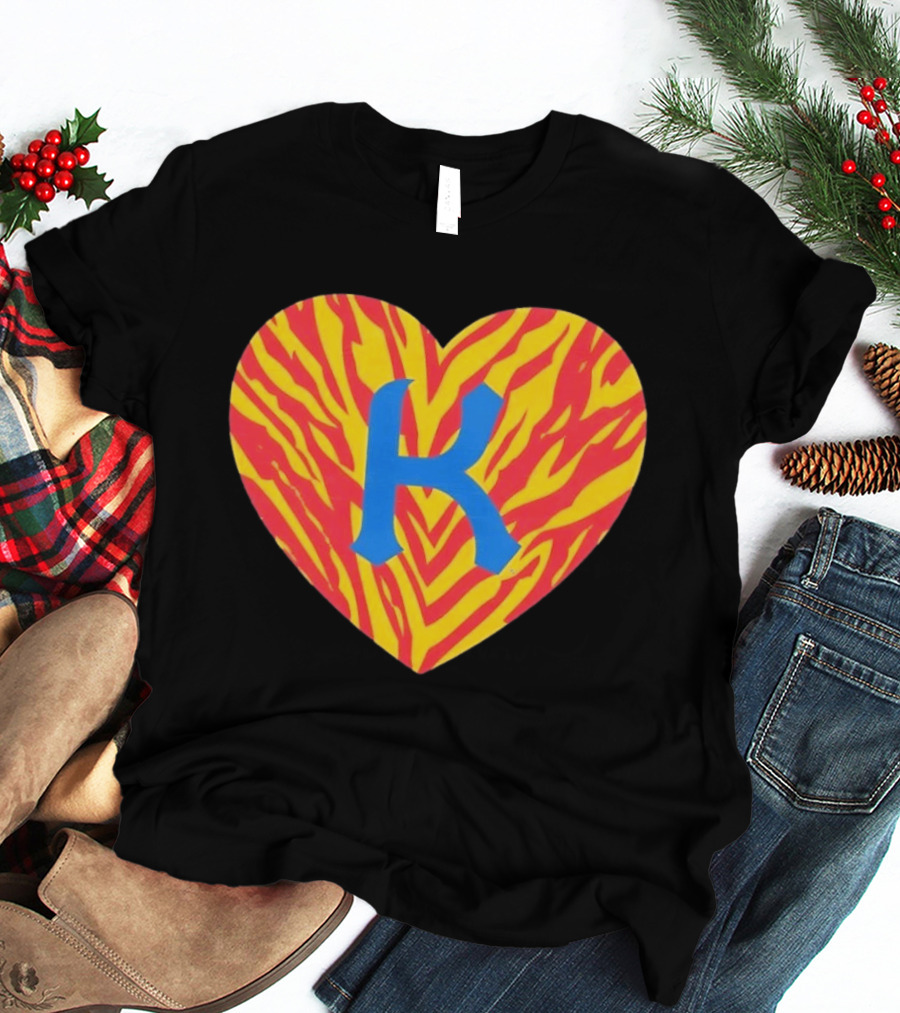 Kansas City Royals Heart Tiger Stripes MLB Baseball T-Shirt