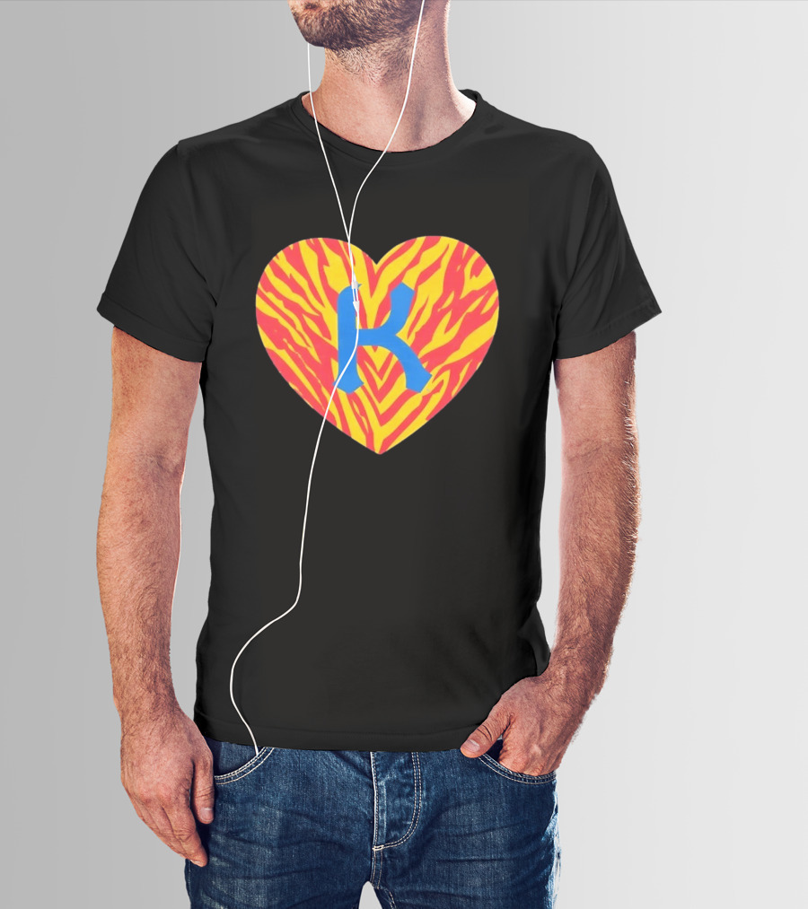 Kansas City Royals Heart Tiger Stripes MLB Baseball T-Shirt