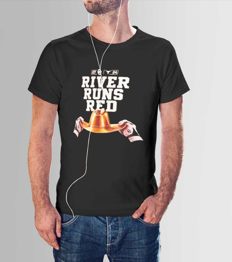 Oklahoma Sooners River Runs Red Golden Hat 2024 Victory T-Shirt