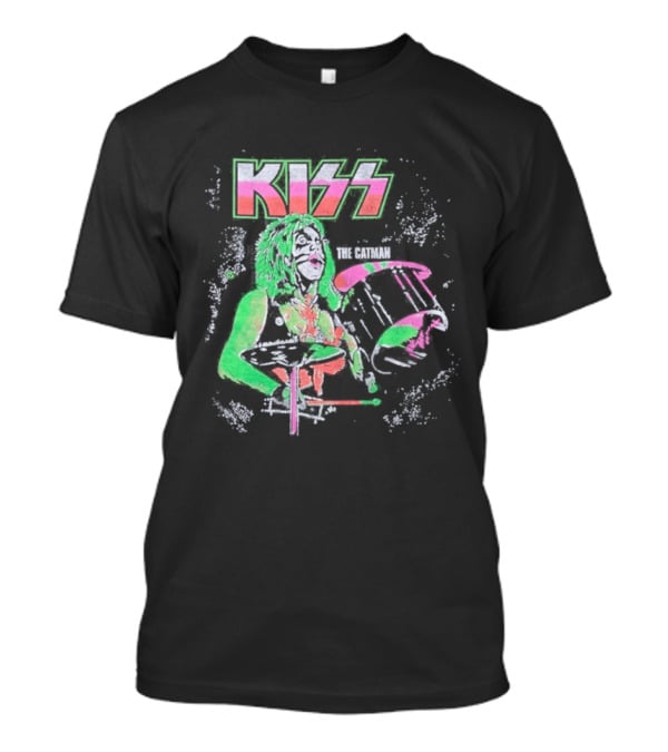 Kiss The Catman 80s Neon Rock Band T-Shirt