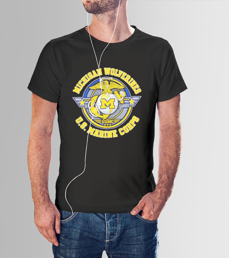 Michigan Wolverines US Marine Corps USMC Semper Fidelis T-Shirt