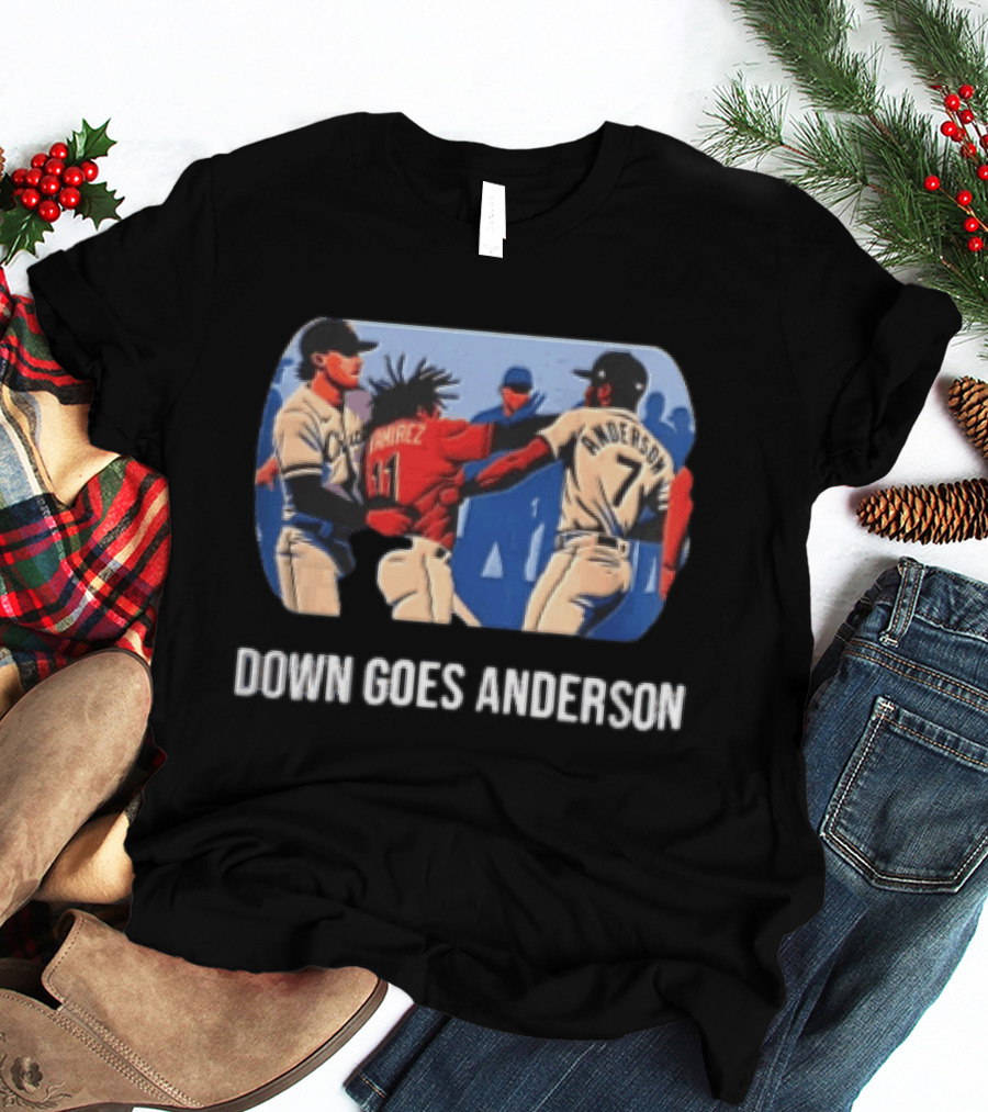 MLB Jose Ramirez Vs Tim Anderson Down Goes Anderson Baseball Fight T-Shirt