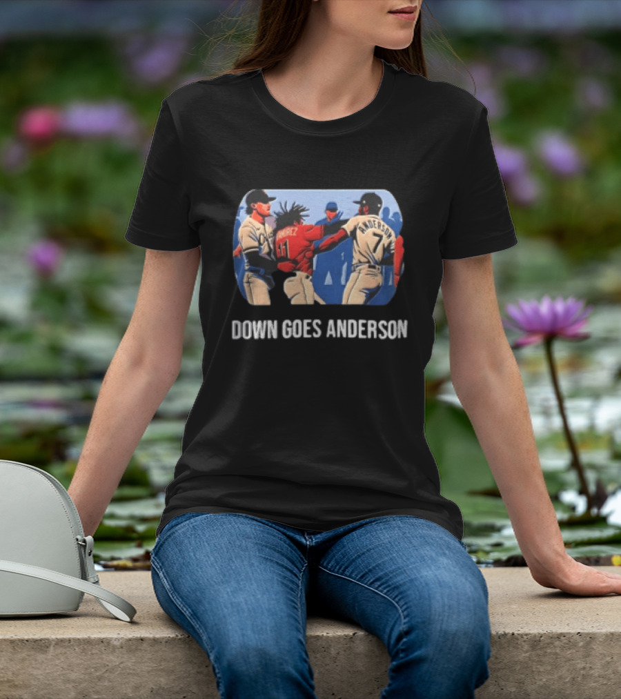 MLB Jose Ramirez Vs Tim Anderson Down Goes Anderson Baseball Fight T-Shirt