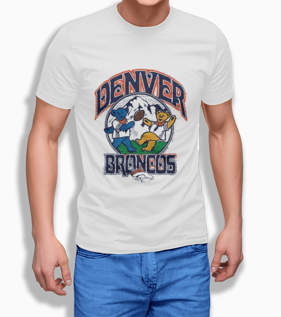 Denver Broncos Grateful Dead Dancing Bears Football T-Shirt