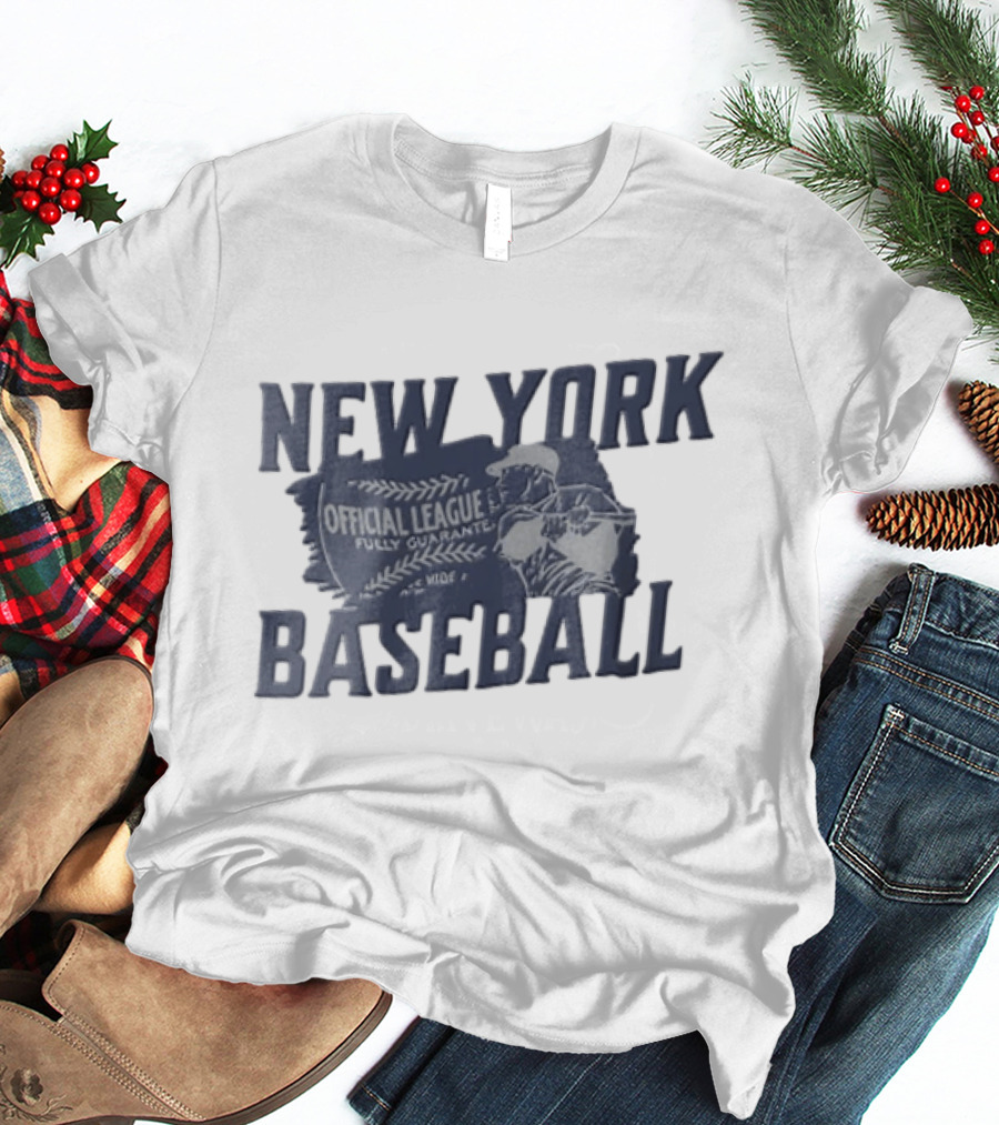 New York Baseball Official League Player Swinging Bat T-Shirt