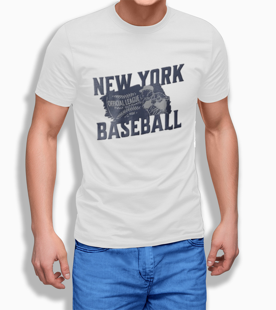 New York Baseball Official League Player Swinging Bat T-Shirt
