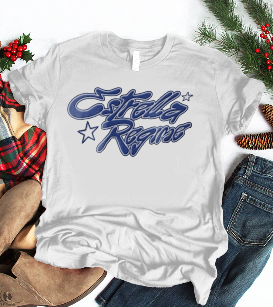 Estrella Regime Blue Cursive Script Star Streetwear Fashion T-Shirt