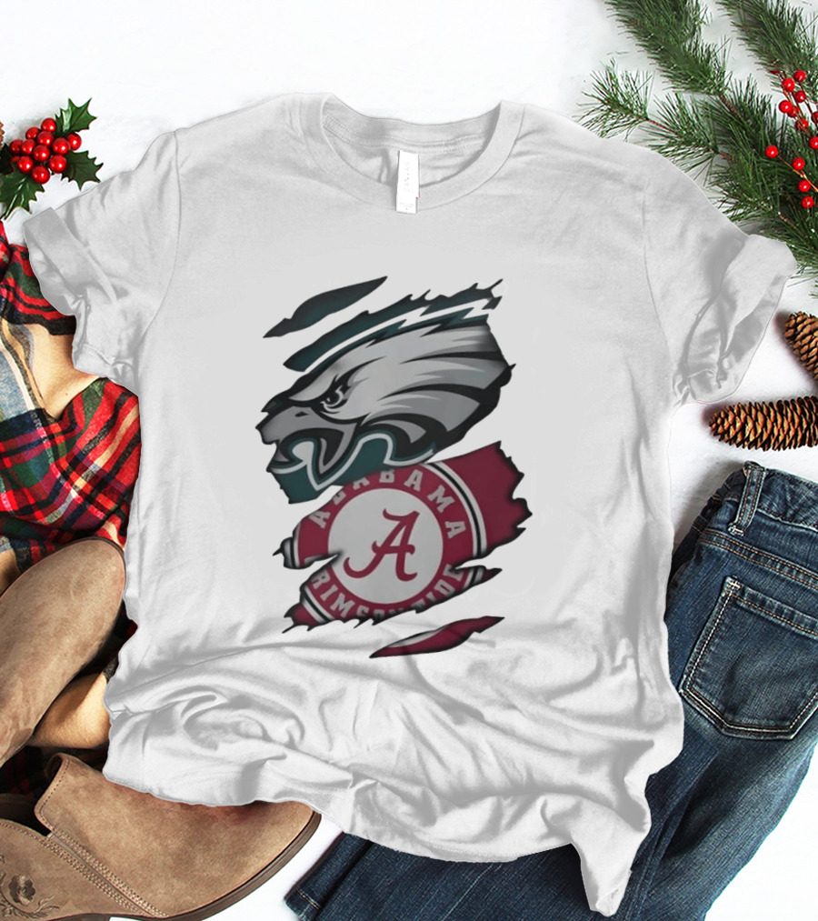 Philadelphia Eagles Alabama Crimson Tide Distressed Fan Gear T-Shirt