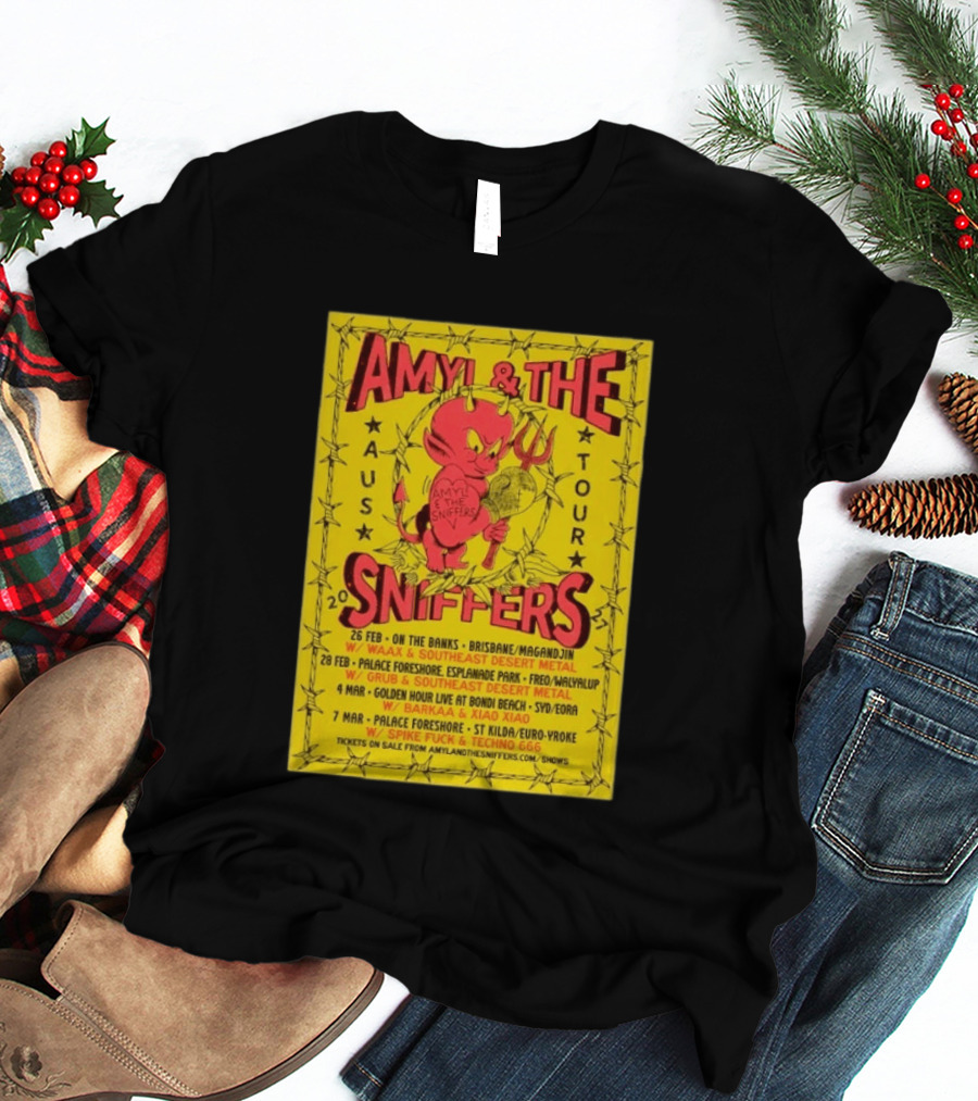 Amyl And The Sniffers Australian Tour 2024 Devil Brisbane Perth Sydney Punk Rock Band Dates T-Shirt