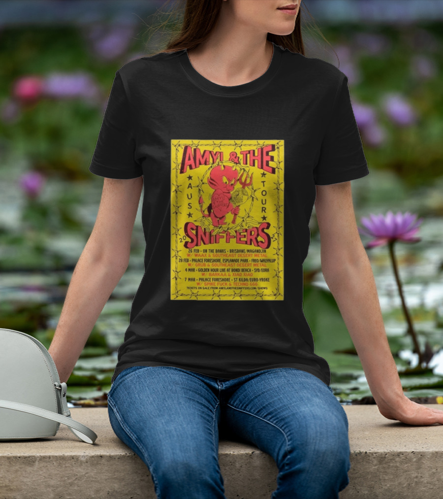 Amyl And The Sniffers Australian Tour 2024 Devil Brisbane Perth Sydney Punk Rock Band Dates T-Shirt