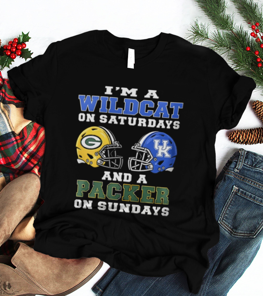 Wildcat Saturdays Packer Sundays Football Fans Kentucky Wisconsin T-Shirt