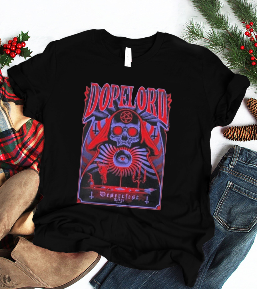 Dopelord Desertfest Liège 2026 Gig With Skull And Pentagram T-Shirt