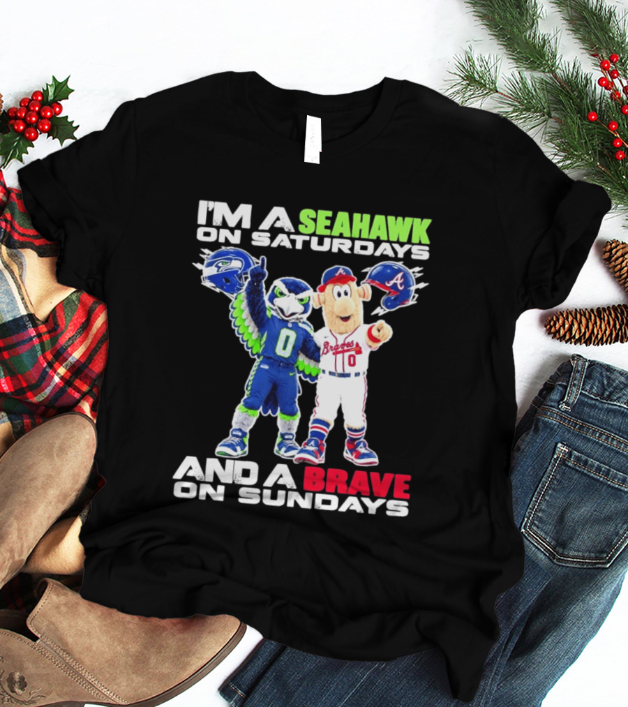 I'm A Seahawk On Saturdays And A Brave On Sundays T-Shirt