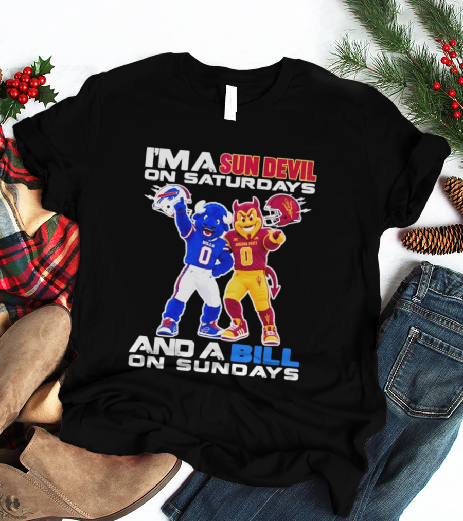 Arizona State Sun Devil Saturdays Buffalo Bills Sundays NFL College Football Fan T-Shirt