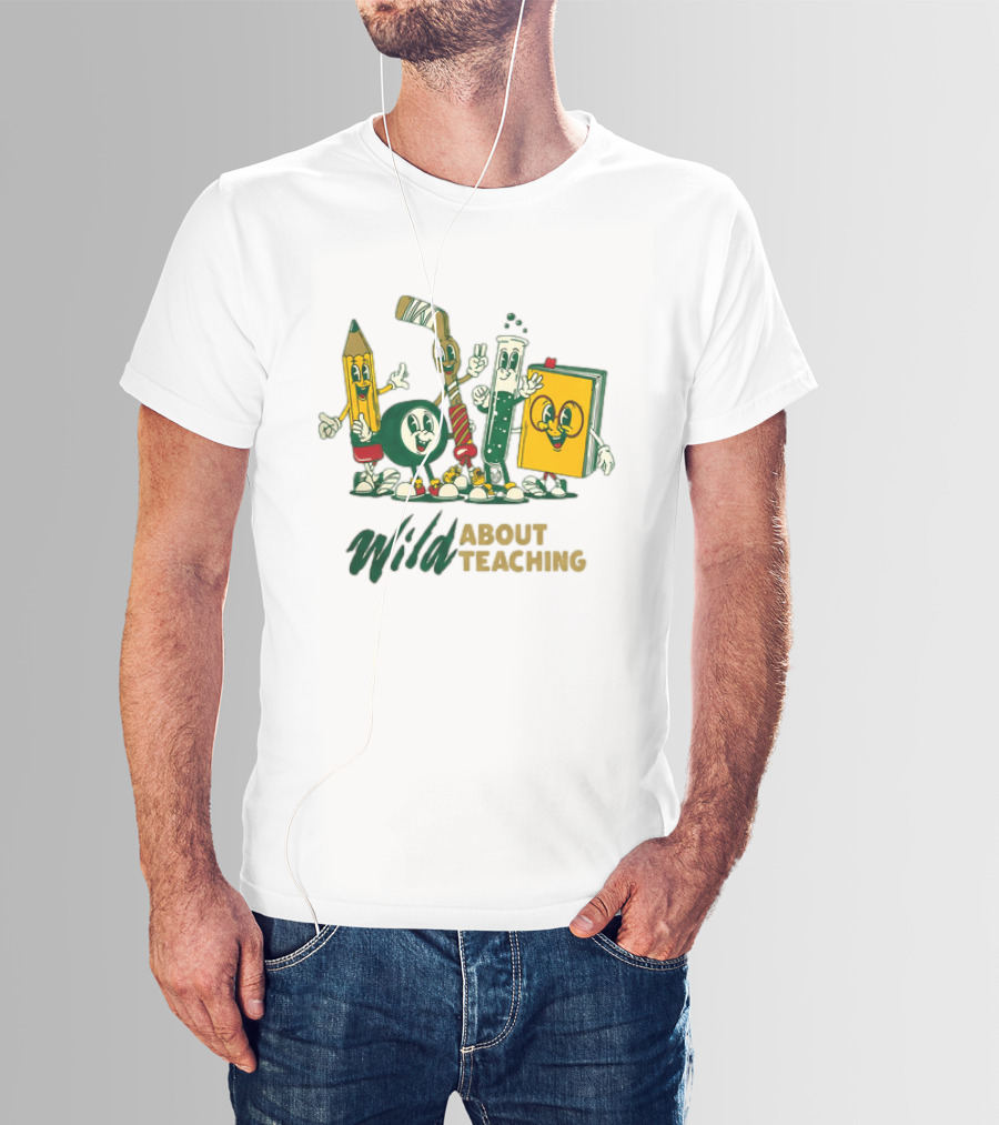 Wild About Teaching Pencil Crayon Book Test Tube Cartoons T-Shirt