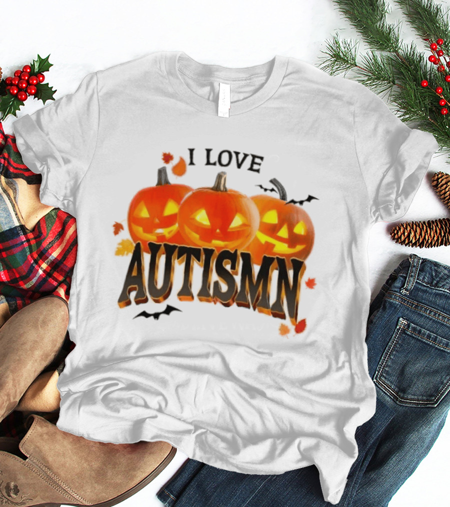 I Love Autismn Pumpkin Halloween Awareness T-Shirt