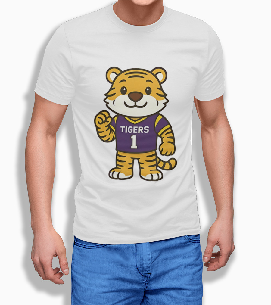 LSU Tigers Mike The Tiger Chibi Cartoon Louisiana Football Team T-Shirt