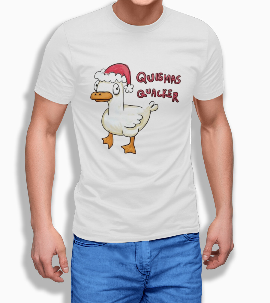 Quismas Quacker Christmas Duck Santa Hat Holiday Quack T-Shirt