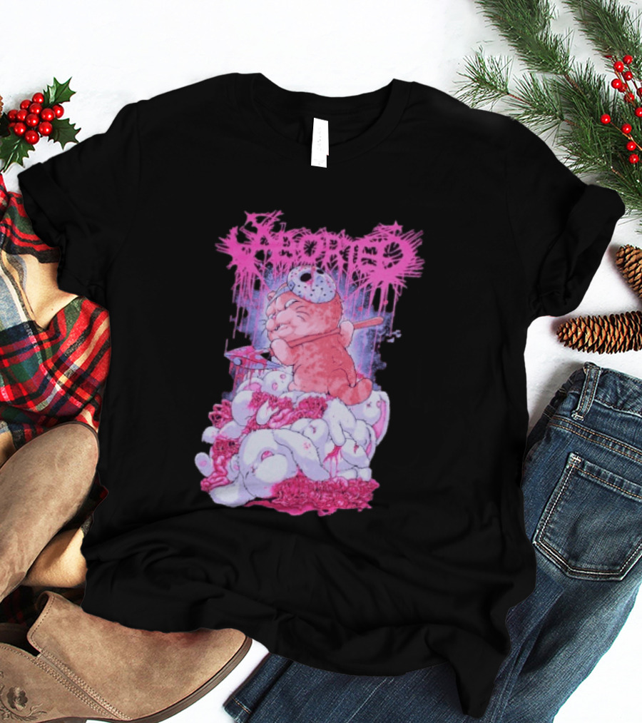 Aborted Murder Kitty Masked Plush With Axe Bunny Pile T-Shirt