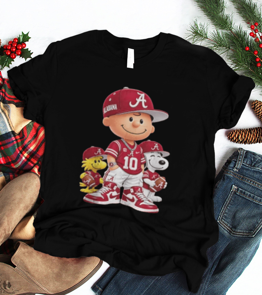 Alabama Crimson Tide Charlie Brown Snoopy Woodstock Football NCAA T-Shirt