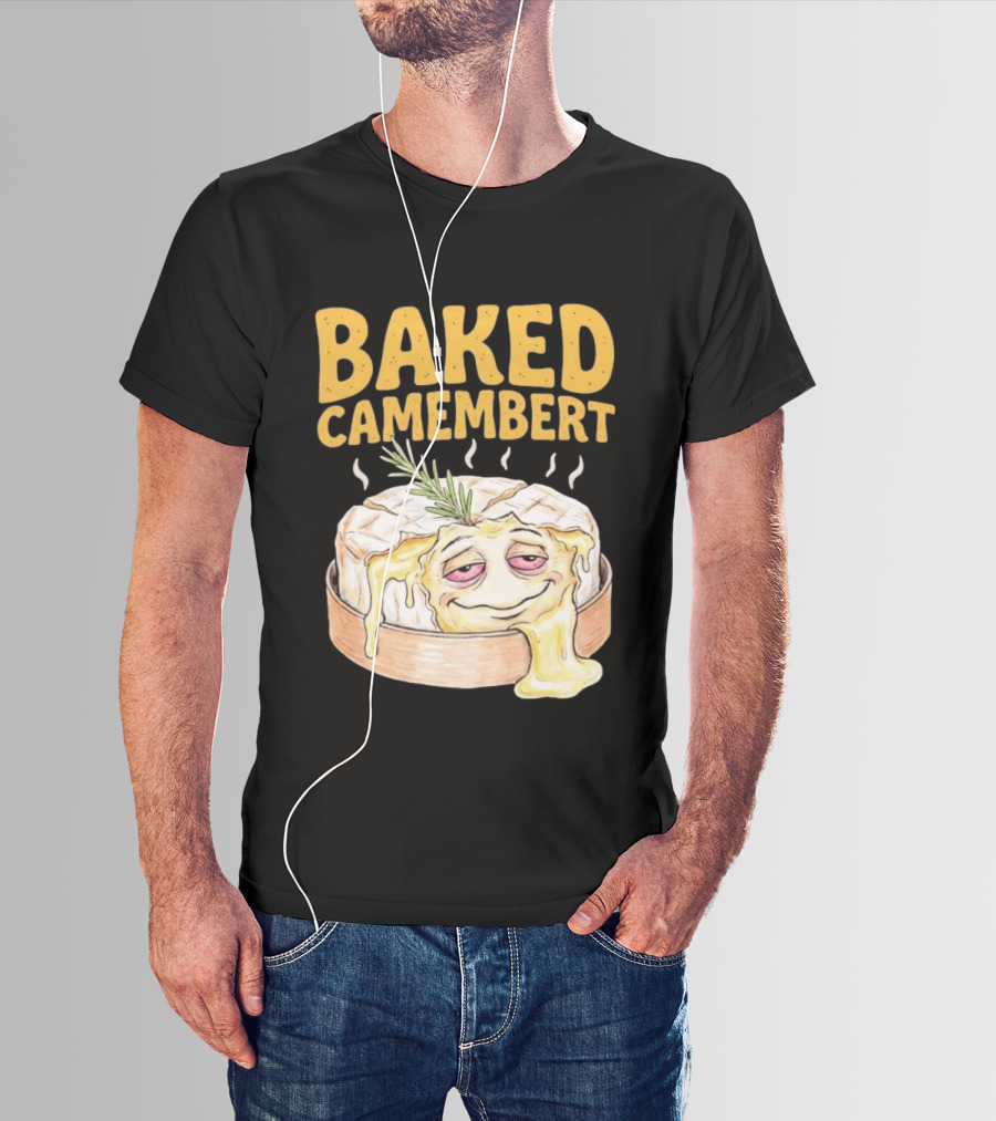 Baked Camembert Cheese Food Funny Illustration With Melted Face T-Shirt