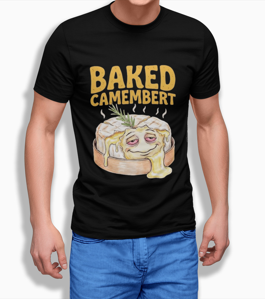Baked Camembert Cheese Food Funny Illustration With Melted Face T-Shirt