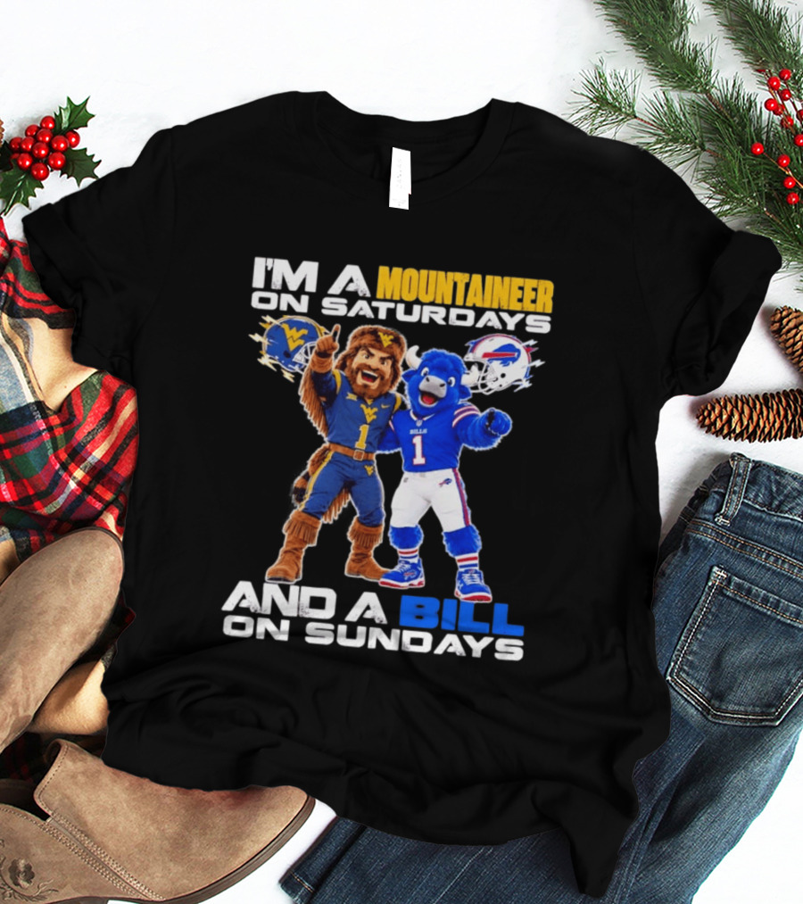 West Virginia Mountaineer And Buffalo Bills Fan Mascots Saturdays And Sundays T-Shirt