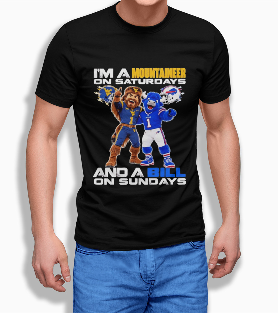 West Virginia Mountaineer And Buffalo Bills Fan Mascots Saturdays And Sundays T-Shirt