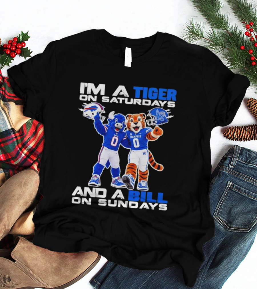 Memphis Tigers And Buffalo Bills Football Mascots Weekend Fan Pride T-Shirt