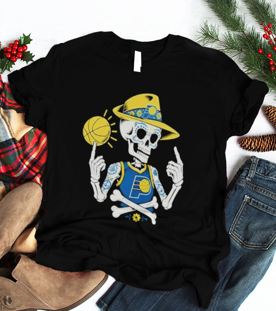 Indiana Pacers Mexico City CDMX Sugar Skull Skeleton Indy Game T-Shirt