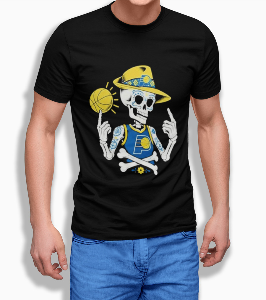 Indiana Pacers Mexico City CDMX Sugar Skull Skeleton Indy Game T-Shirt