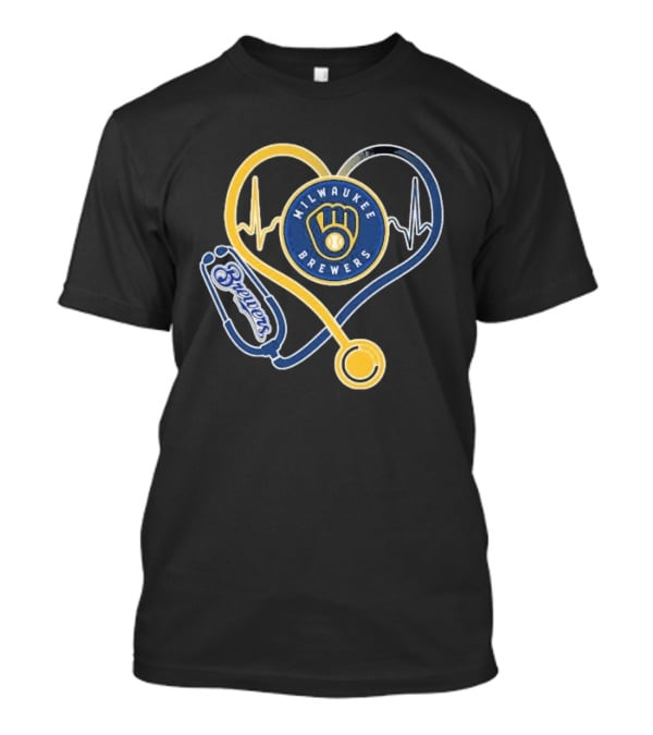 Milwaukee Brewers Nurse Stethoscope Heartbeat T-Shirt