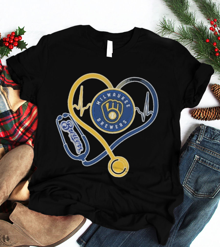 Milwaukee Brewers Nurse Stethoscope Heartbeat T-Shirt