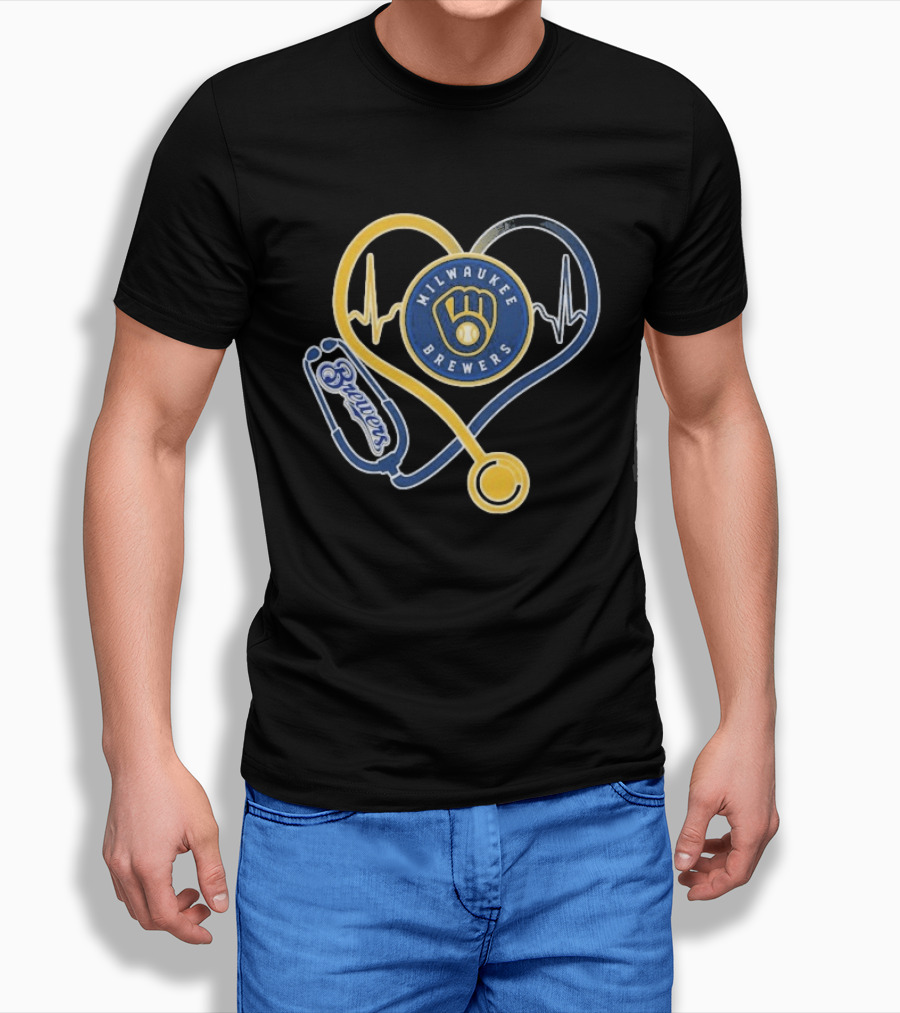 Milwaukee Brewers Nurse Stethoscope Heartbeat T-Shirt