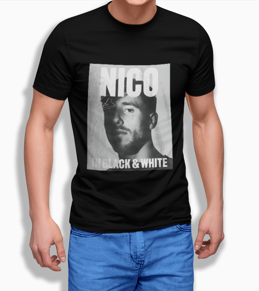 Nico Nicolas Close Up Male Shadow In Black And White T-Shirt