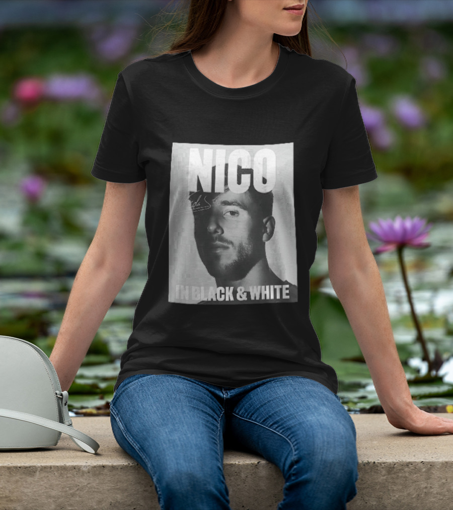 Nico Nicolas Close Up Male Shadow In Black And White T-Shirt