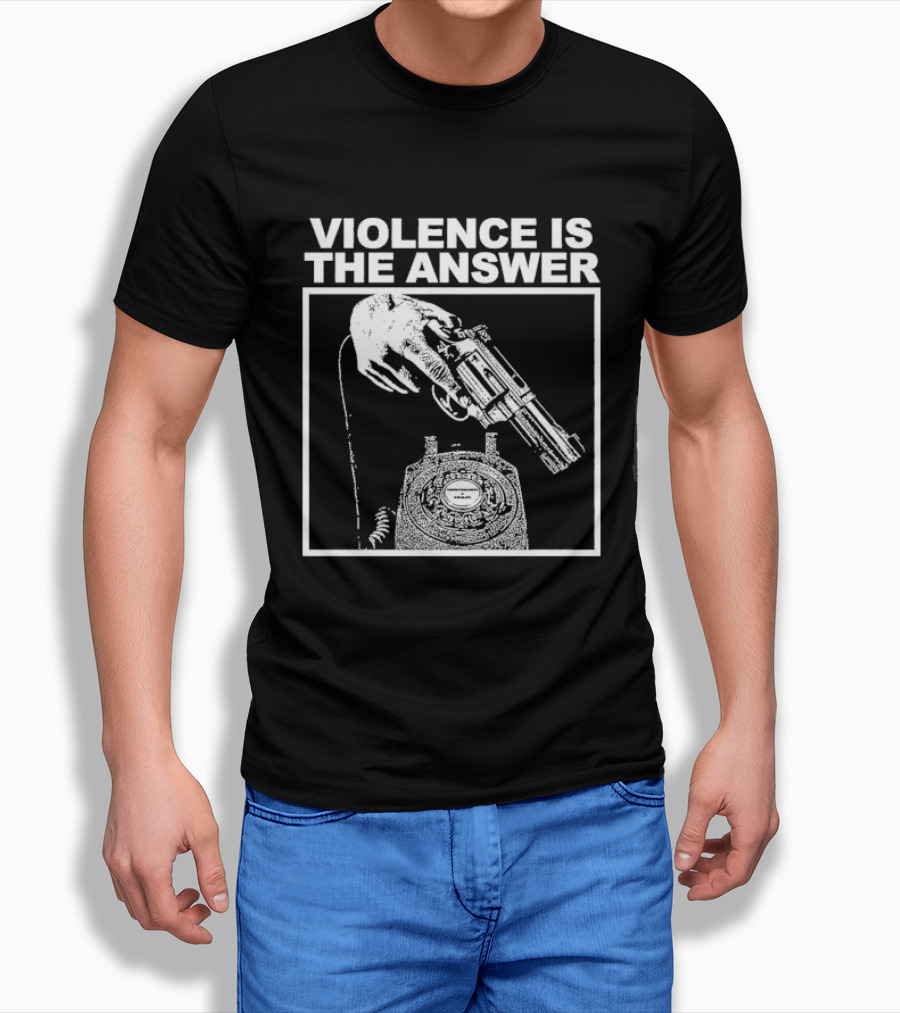 Violence Is The Answer Hand Gun Telephone T-Shirt