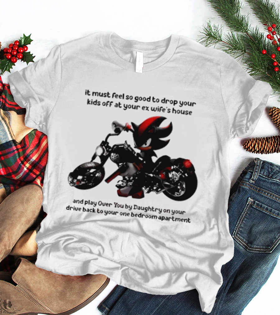 Shadow The Hedgehog Meme It Must Feel So Good To Drop Your Kids Off At Your Ex Wife's House And Play Over You By Daughtry T-Shirt