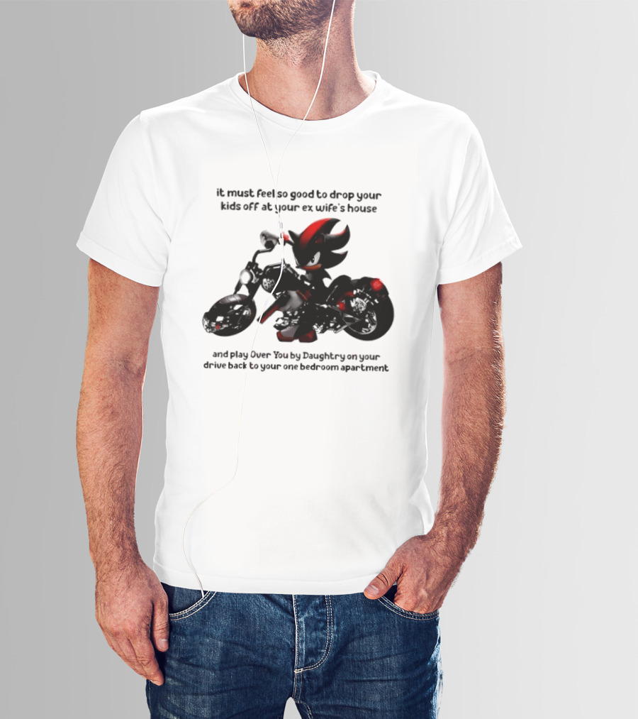Shadow The Hedgehog Meme It Must Feel So Good To Drop Your Kids Off At Your Ex Wife's House And Play Over You By Daughtry T-Shirt