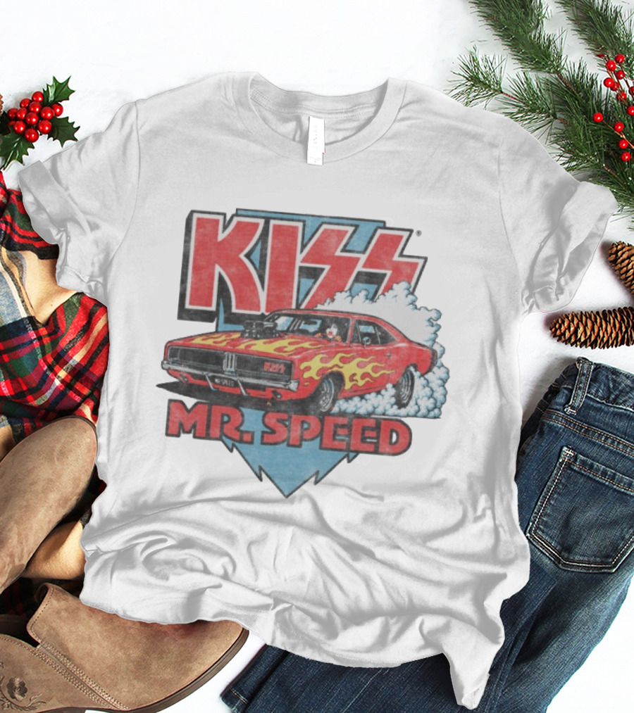 Kiss Mr. Speed Muscle Car Flames Burnout T-Shirt