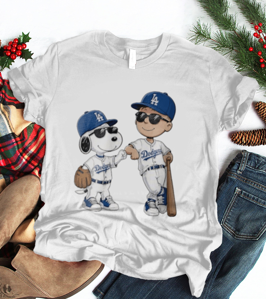 Los Angeles Dodgers Snoopy And Kid Baseball Team Spirit T-Shirt