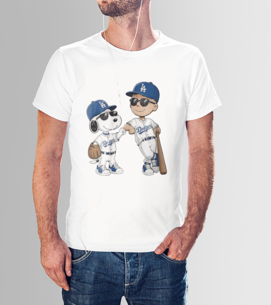 Los Angeles Dodgers Snoopy And Kid Baseball Team Spirit T-Shirt